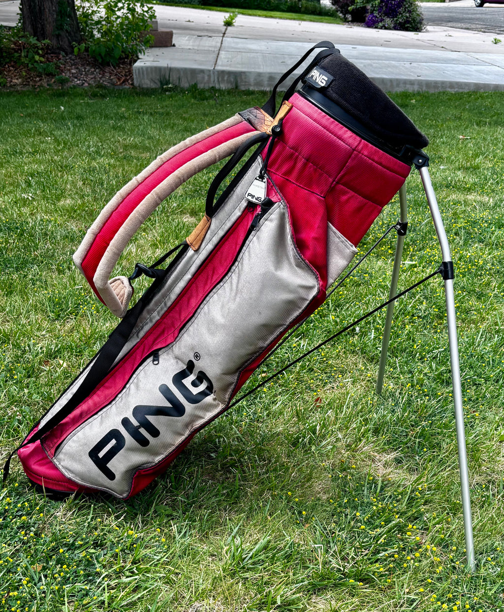 PING Hoofer Stand Golf Bag Red/Gray - 4-Way Carry Bag