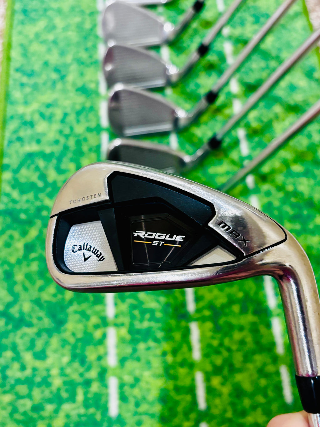Callaway Rogue ST Max Iron Set 5-AW (7 Clubs) – Stiff Steel – Golf Pride Z-Grips