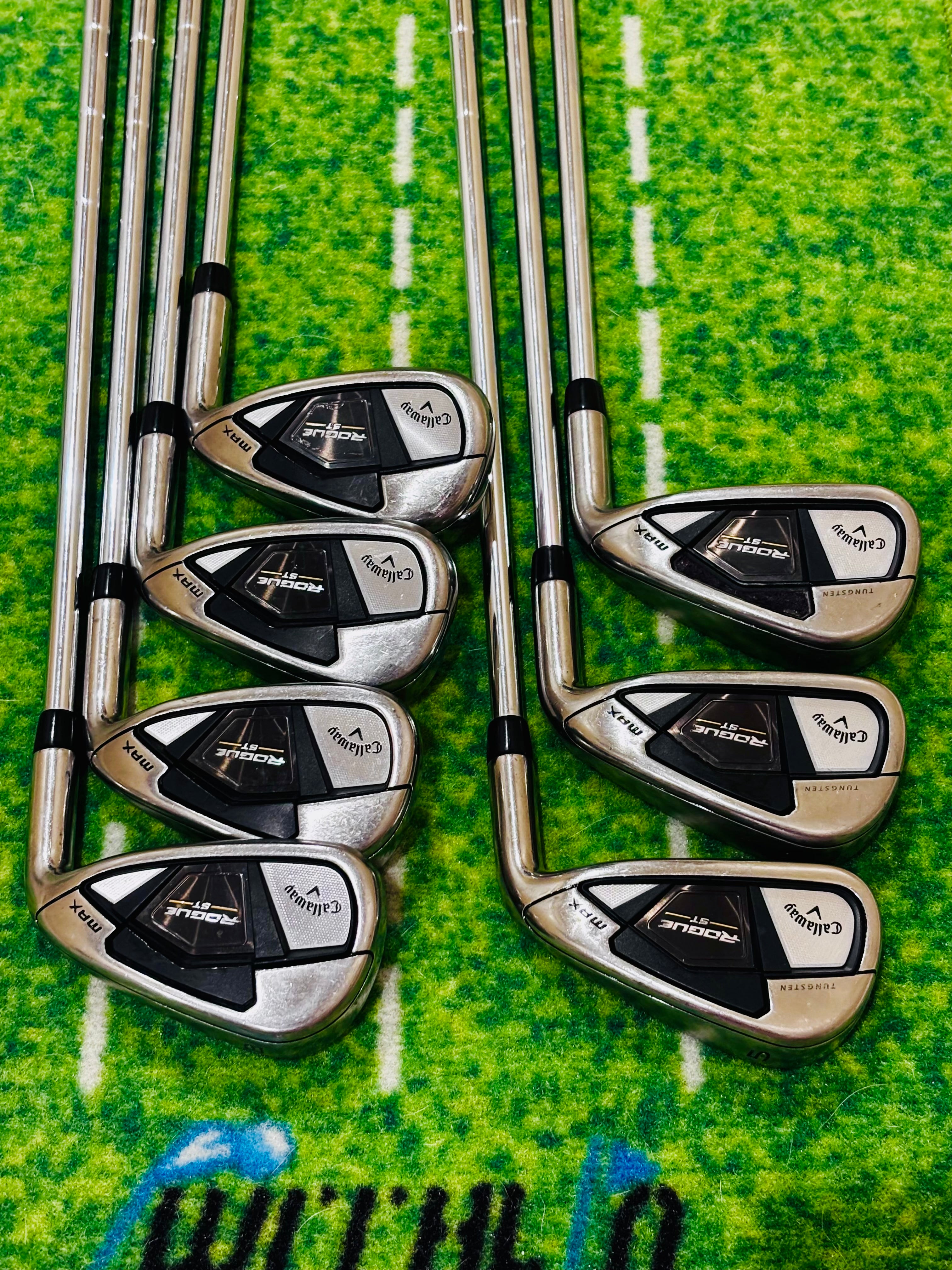 Callaway Rogue ST Max Iron Set 5-AW (7 Clubs) – Stiff Steel – Golf Pride Z-Grips